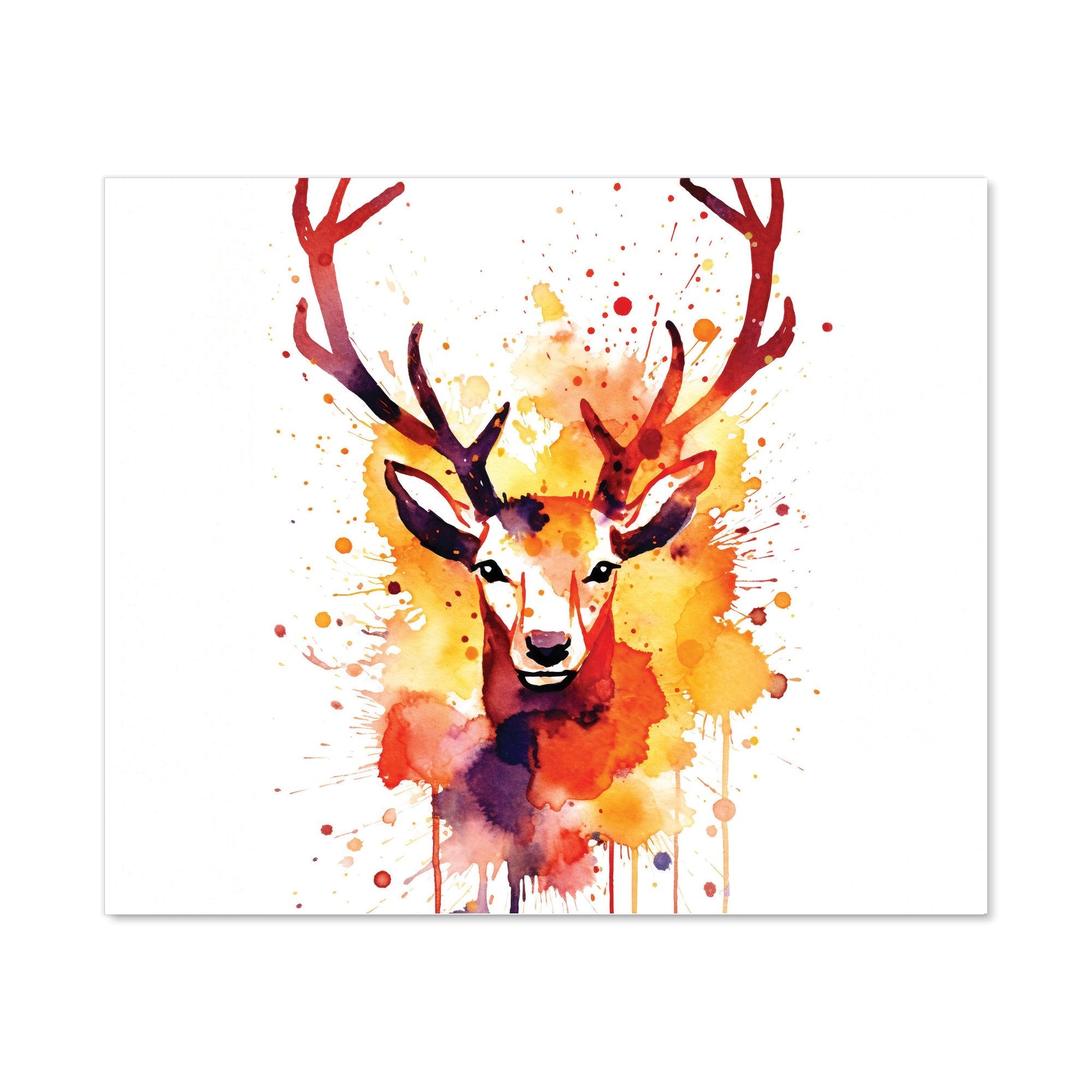 Watercolour Stag Face Kitchen Splashback