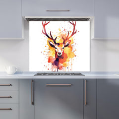 Watercolour Stag Face Kitchen Splashback