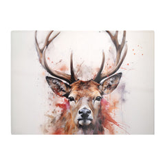 Watercolour Splashart Stag Face Glass Chopping Board