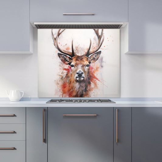 Watercolour Splashart Stag Face Kitchen Splashback