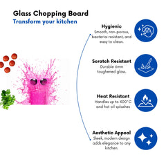 Pink Splashart Glass With Glasses Glass Chopping Board