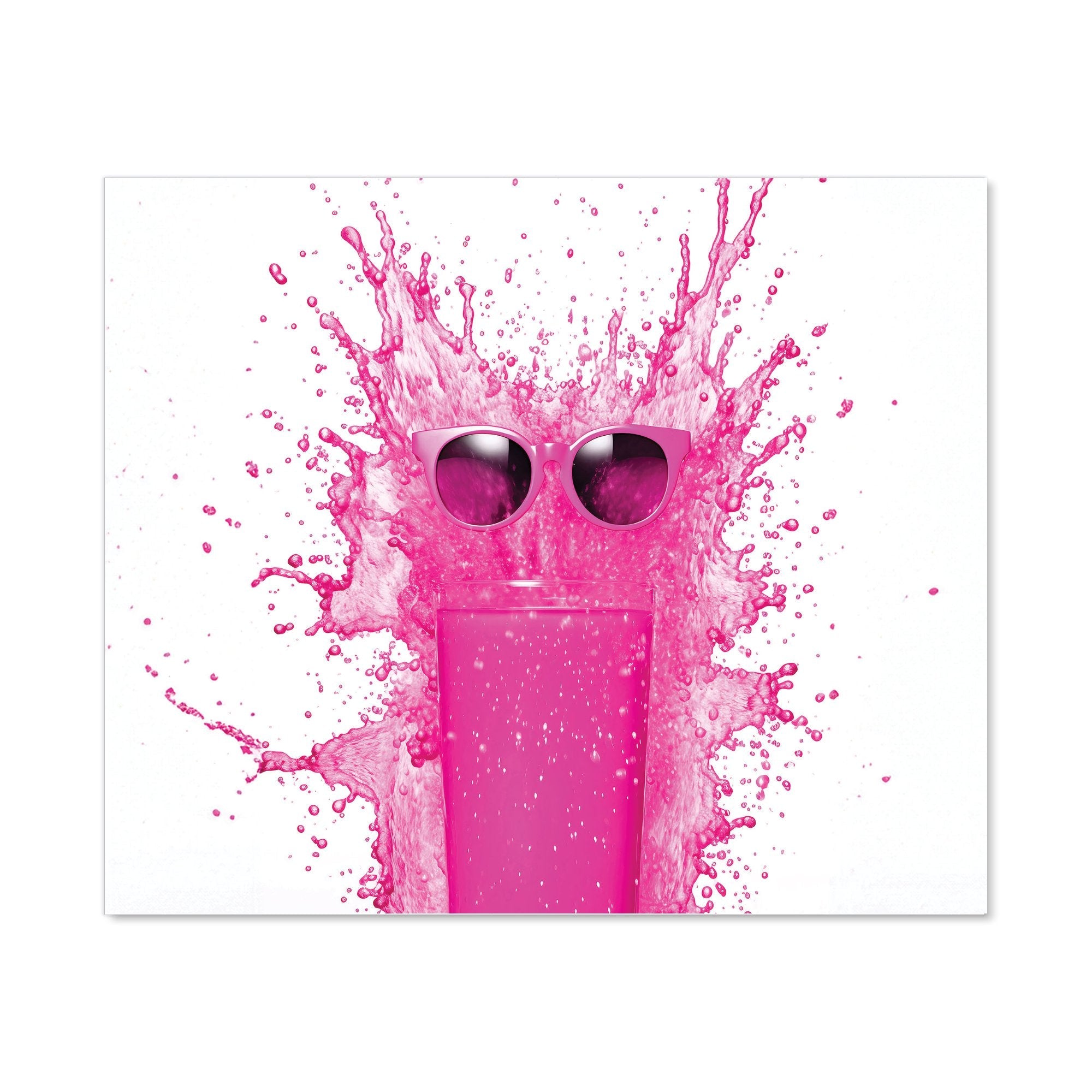 Pink Splashart Glass With Glasses Kitchen Splashback