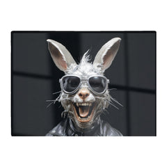 Funky Rabbit Face With Glasses Glass Chopping Board