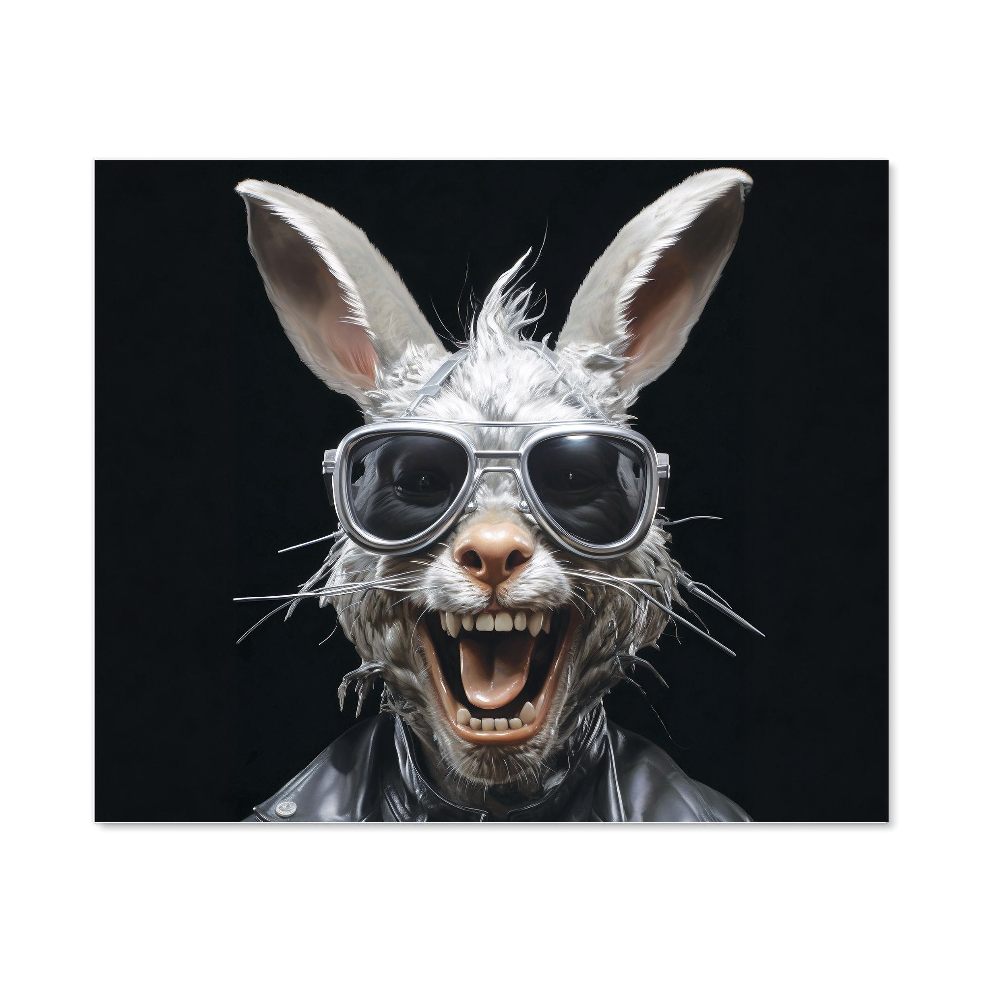 Funky Rabbit Face With Glasses Kitchen Splashback