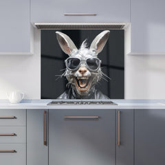 Funky Rabbit Face With Glasses Kitchen Splashback