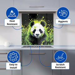 Green Splashart Panda Face Kitchen Splashback