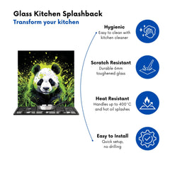 Green Splashart Panda Face Kitchen Splashback