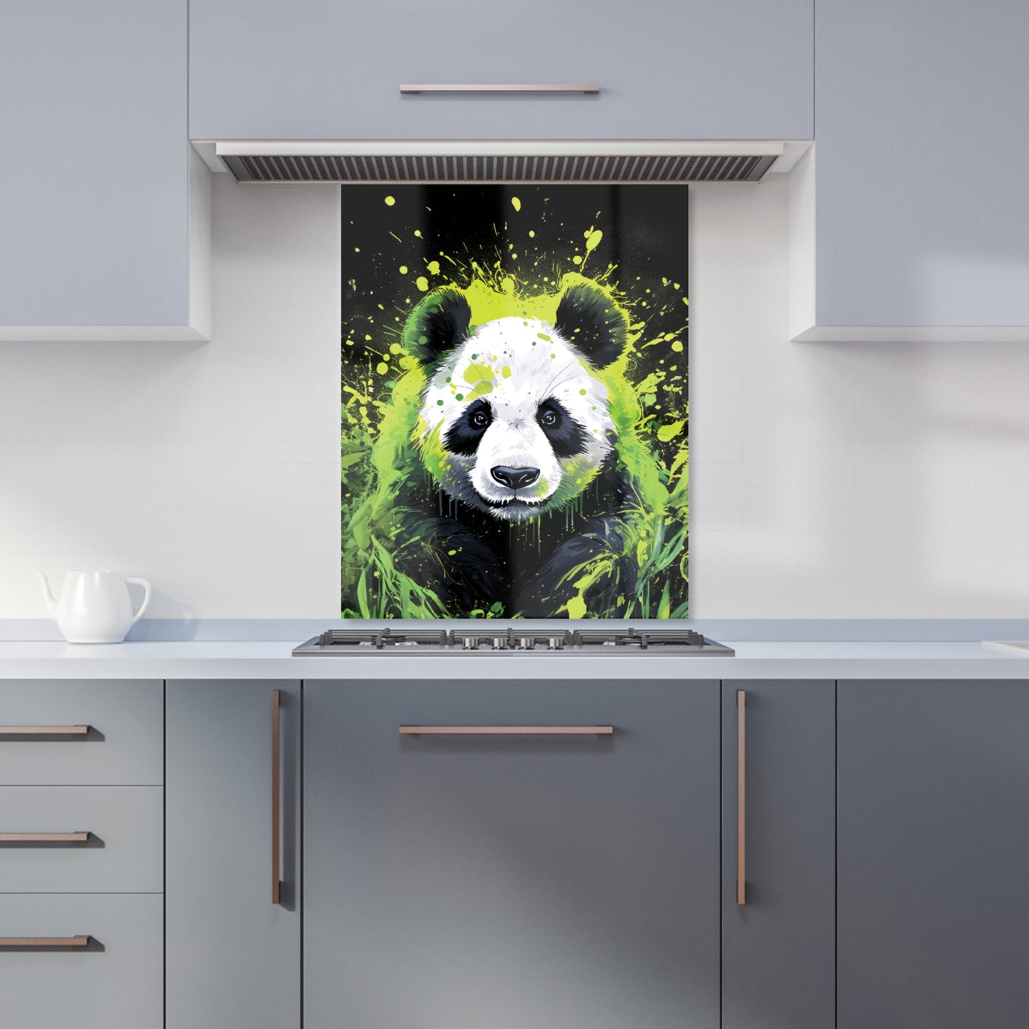 Green Splashart Panda Face Kitchen Splashback