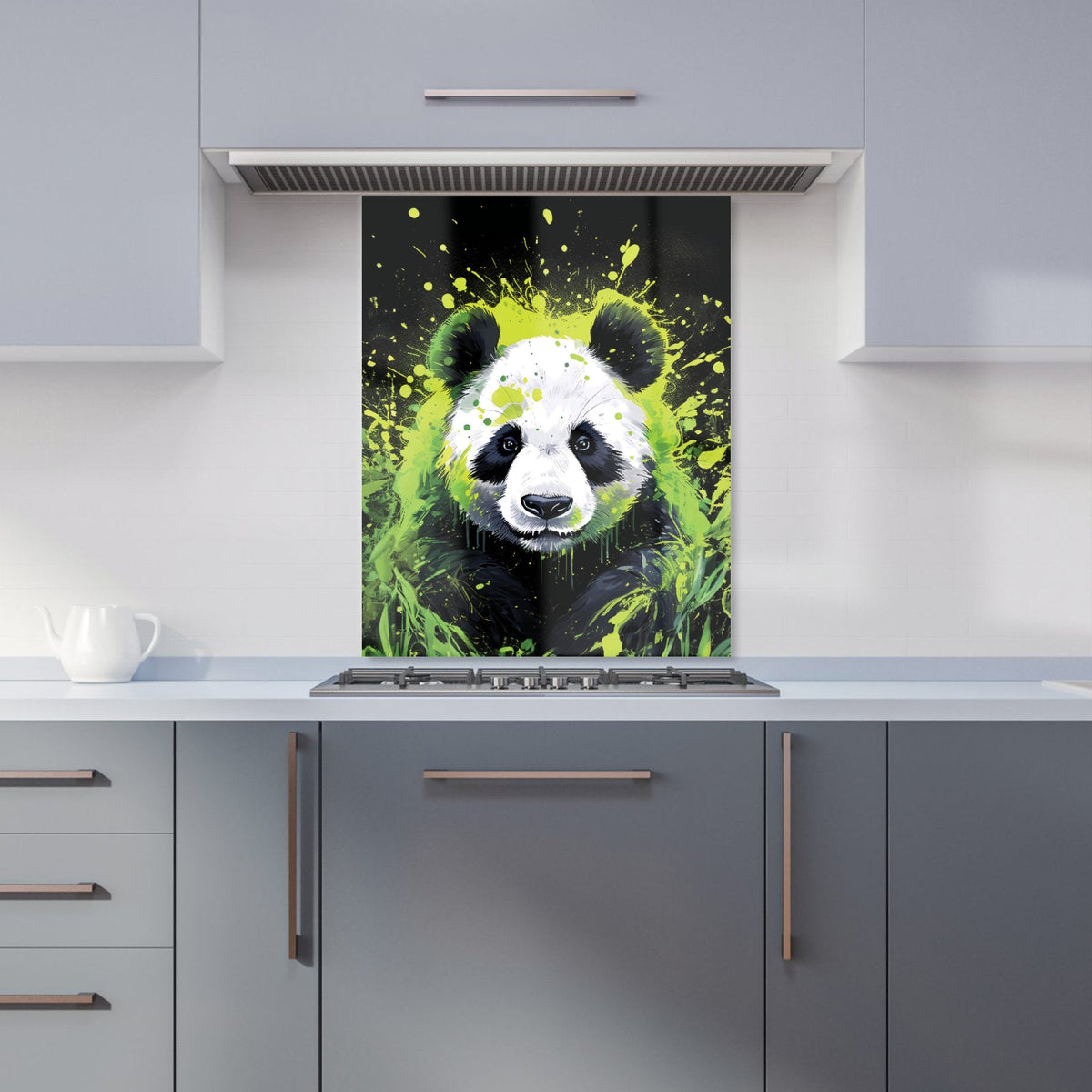 Green Splashart Panda Face Kitchen Splashback