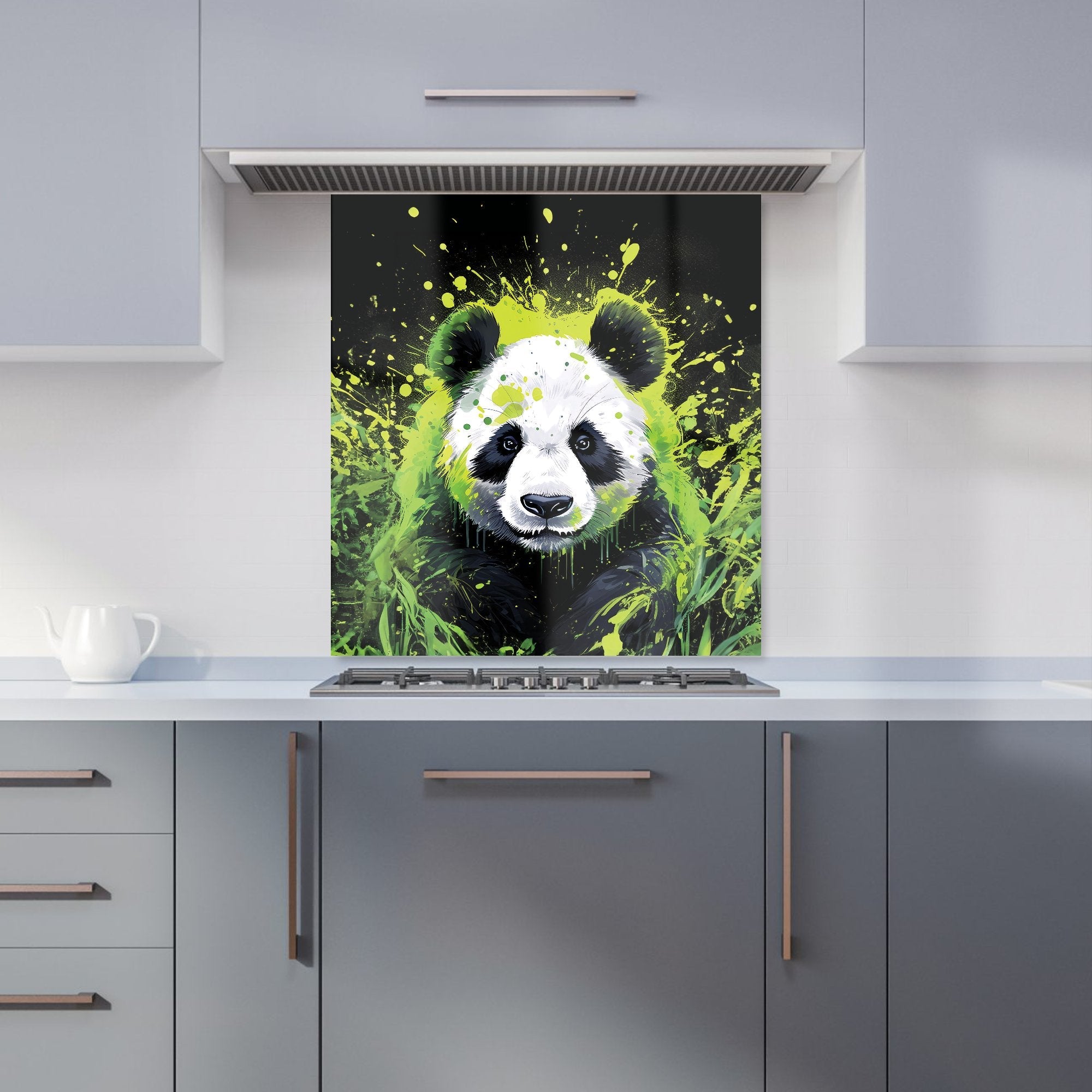 Green Splashart Panda Face Kitchen Splashback