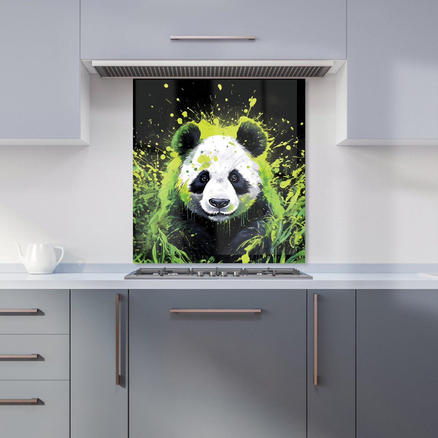 Green Splashart Panda Face Kitchen Splashback