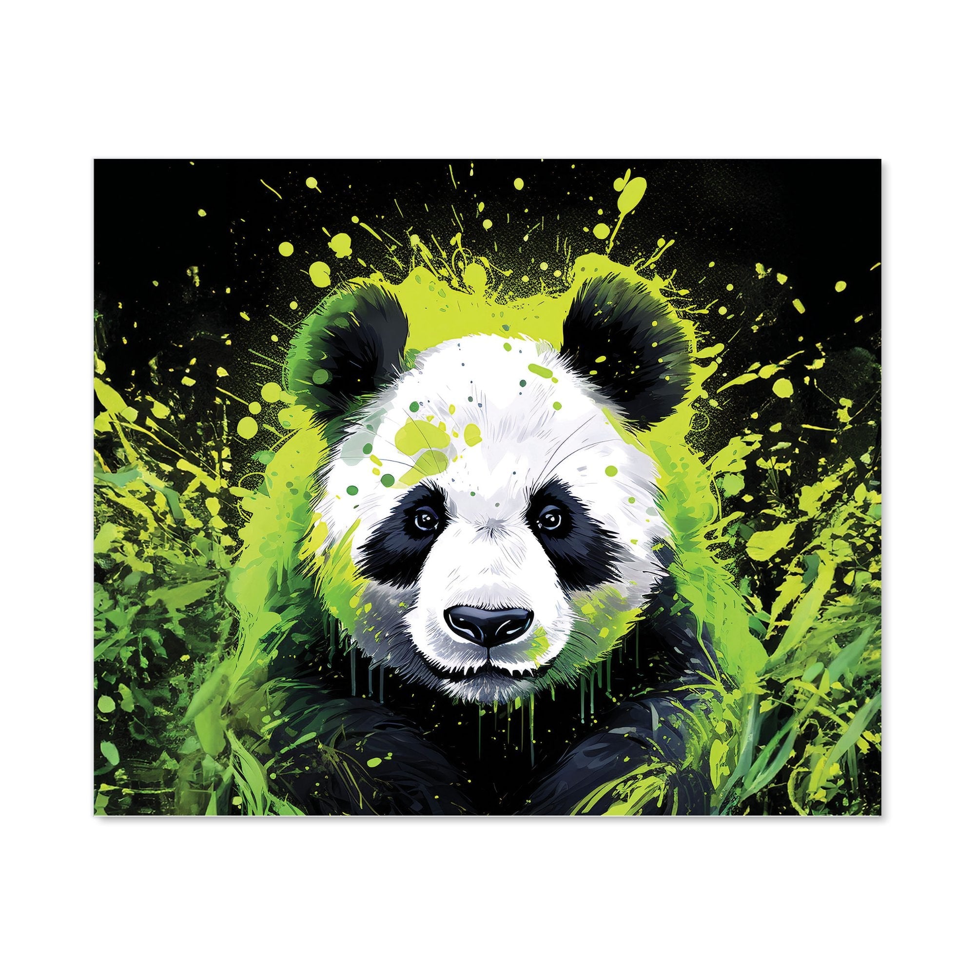 Green Splashart Panda Face Kitchen Splashback