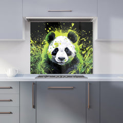 Green Splashart Panda Face Kitchen Splashback