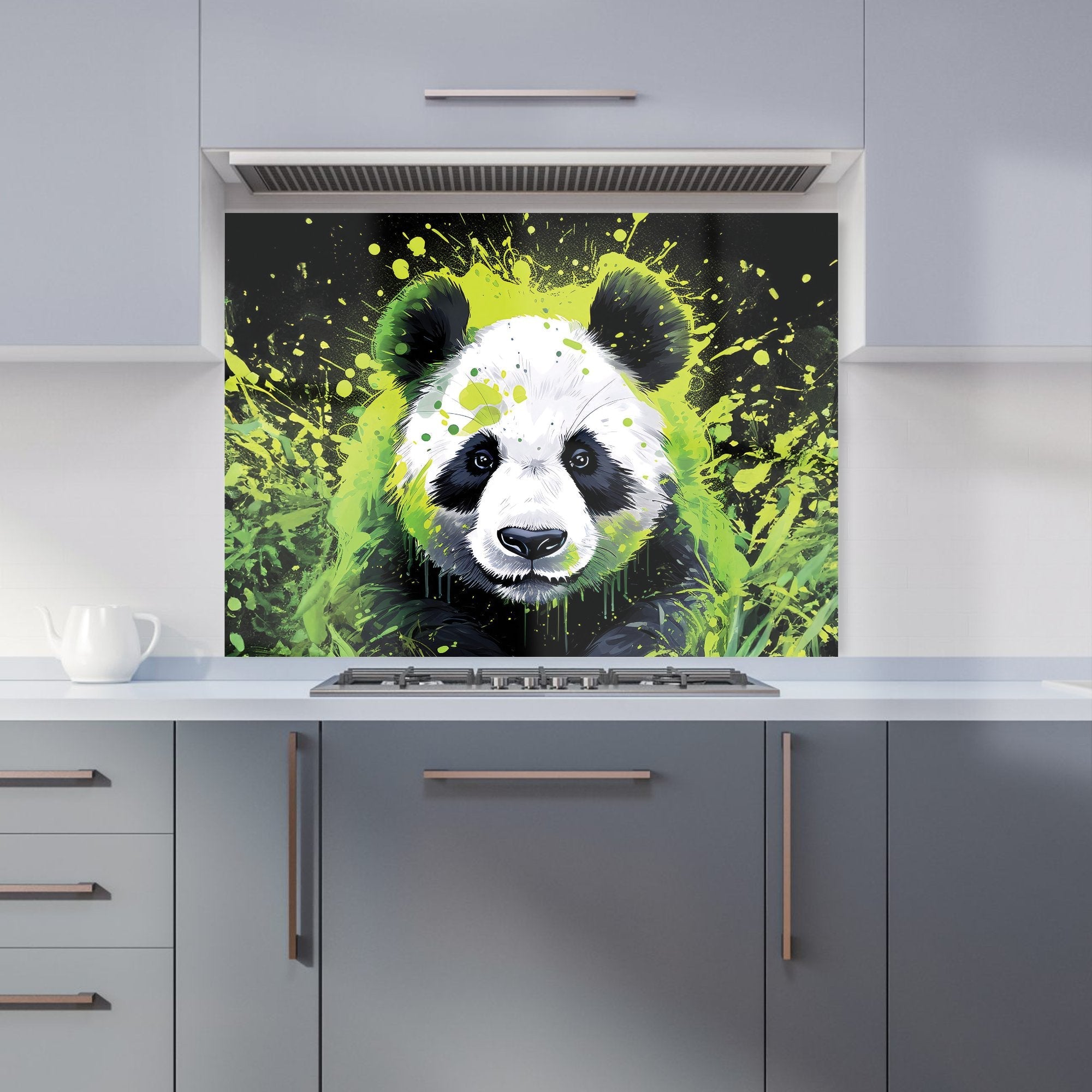 Green Splashart Panda Face Kitchen Splashback