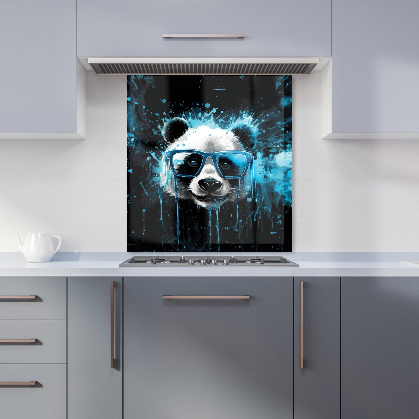 Blue Splashart Panda Face Kitchen Splashback