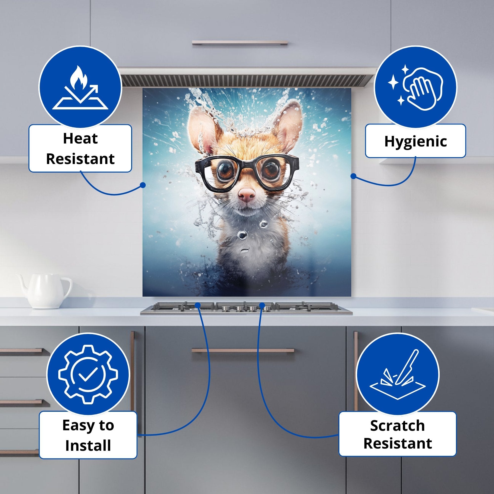 Splashart Doormouse With Glasses Kitchen Splashback