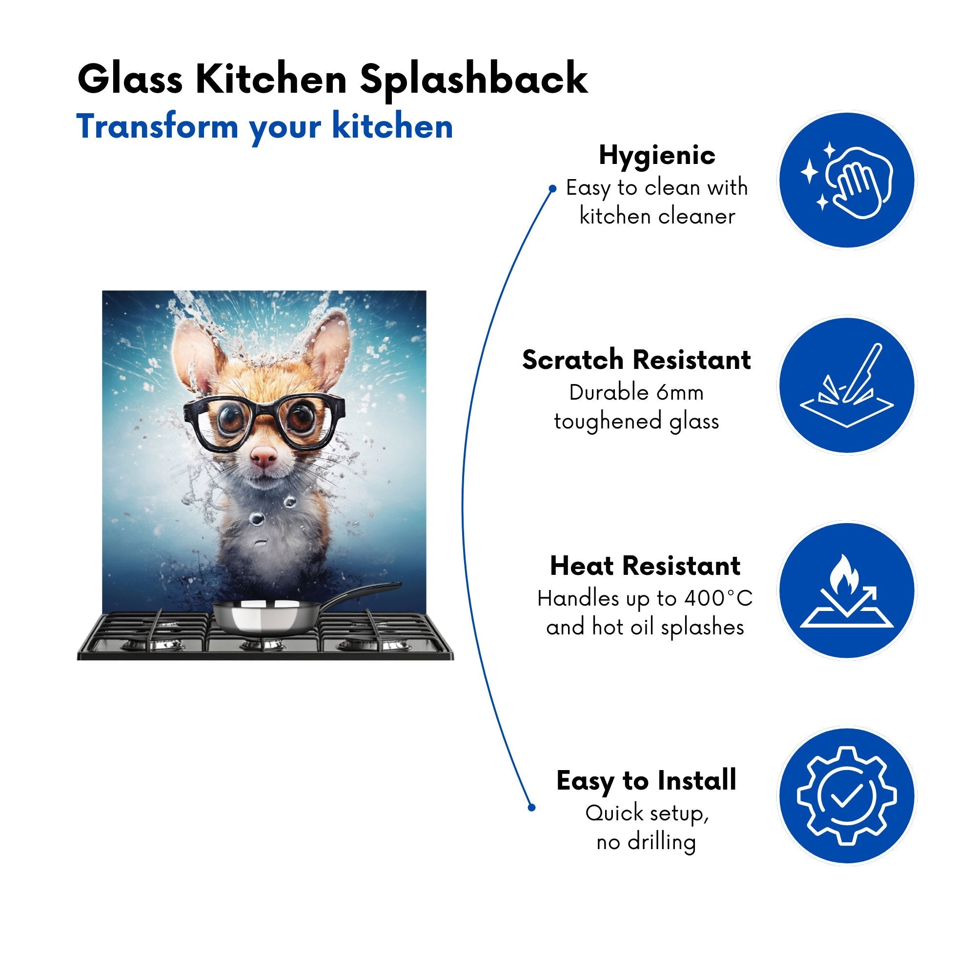 Splashart Doormouse With Glasses Kitchen Splashback