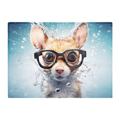Splashart Doormouse With Glasses Glass Chopping Board