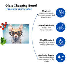 Splashart Doormouse With Glasses Glass Chopping Board