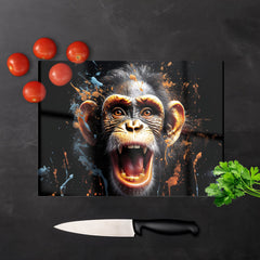 Monkey Face Splashart Glass Chopping Board
