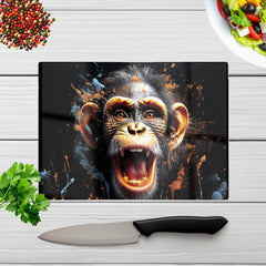 Monkey Face Splashart Glass Chopping Board