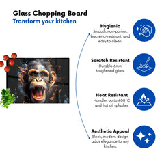 Monkey Face Splashart Glass Chopping Board