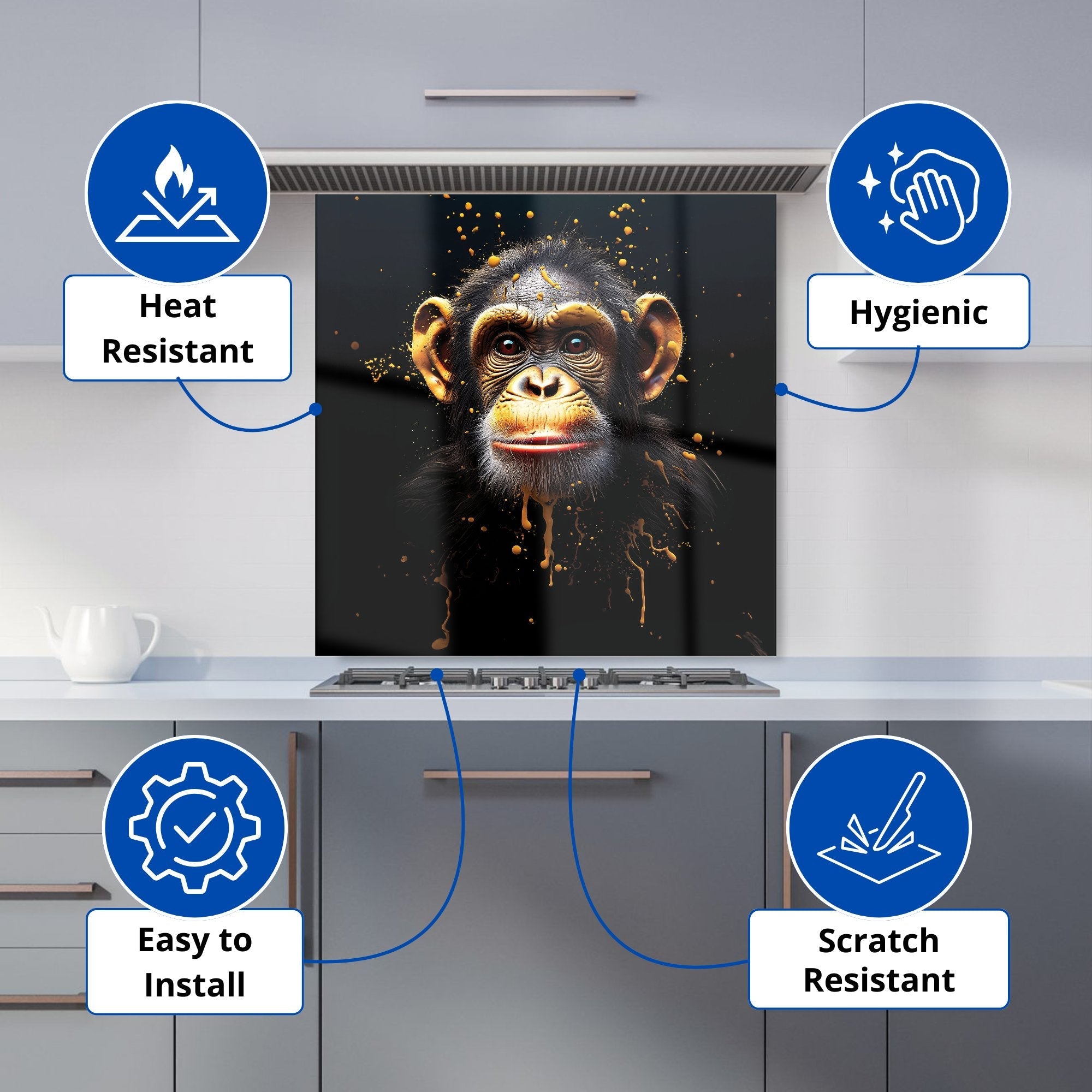 Splashart Cheeky Chimp Face Kitchen Splashback