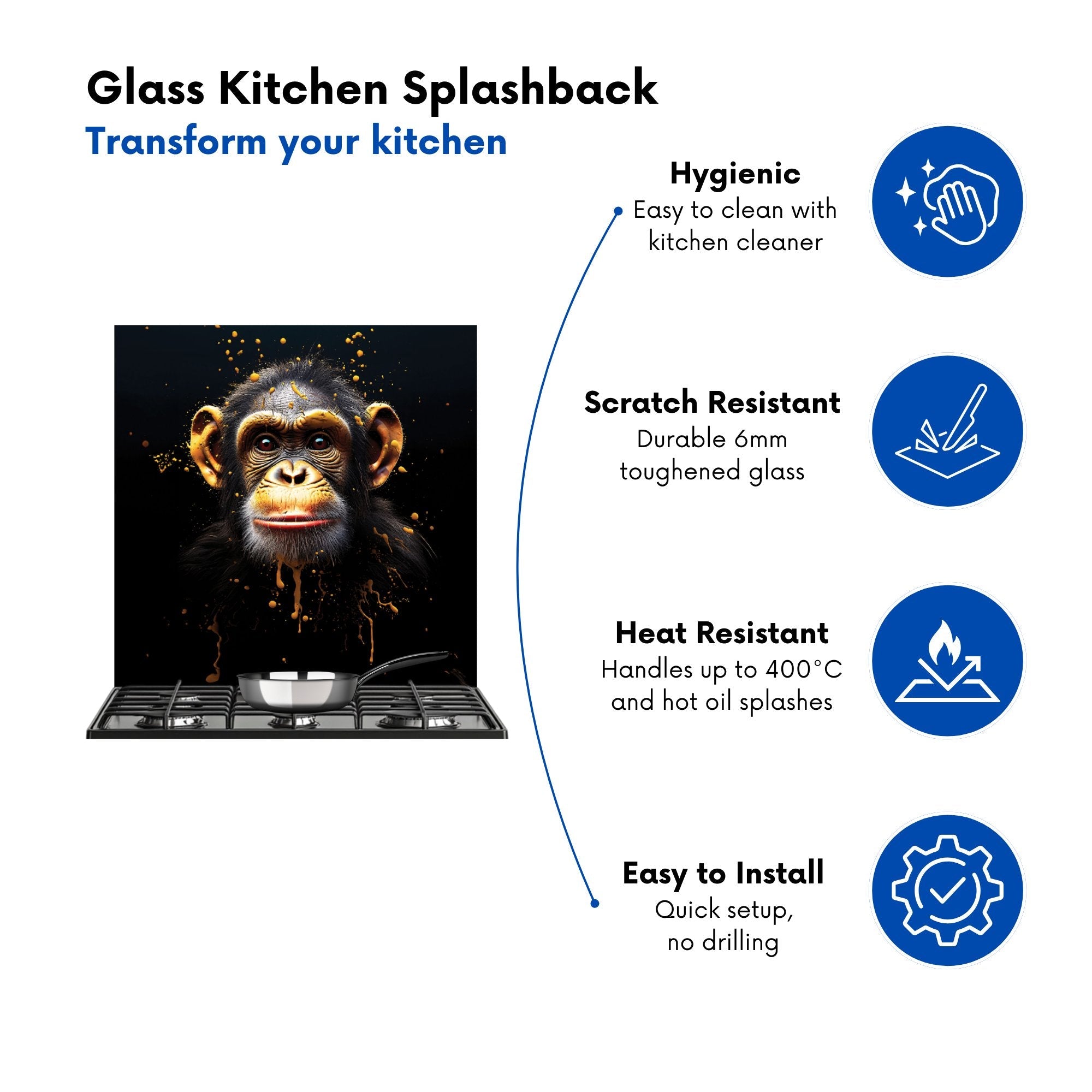 Splashart Cheeky Chimp Face Kitchen Splashback
