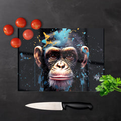 Monkey Face Splashart With Blue Glass Chopping Board