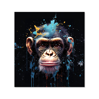 Monkey Face Splashart with Blue Kitchen Splashback