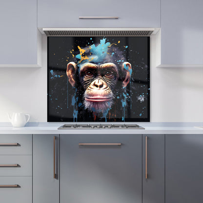 Monkey Face Splashart with Blue Kitchen Splashback