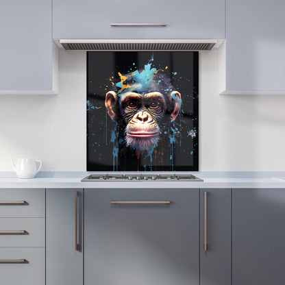 Monkey Face Splashart with Blue Kitchen Splashback