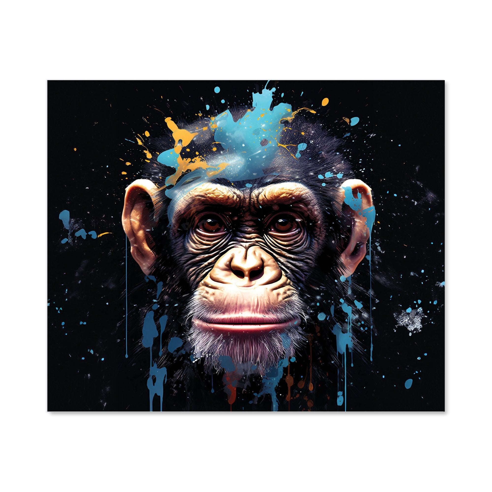 Monkey Face Splashart with Blue Kitchen Splashback