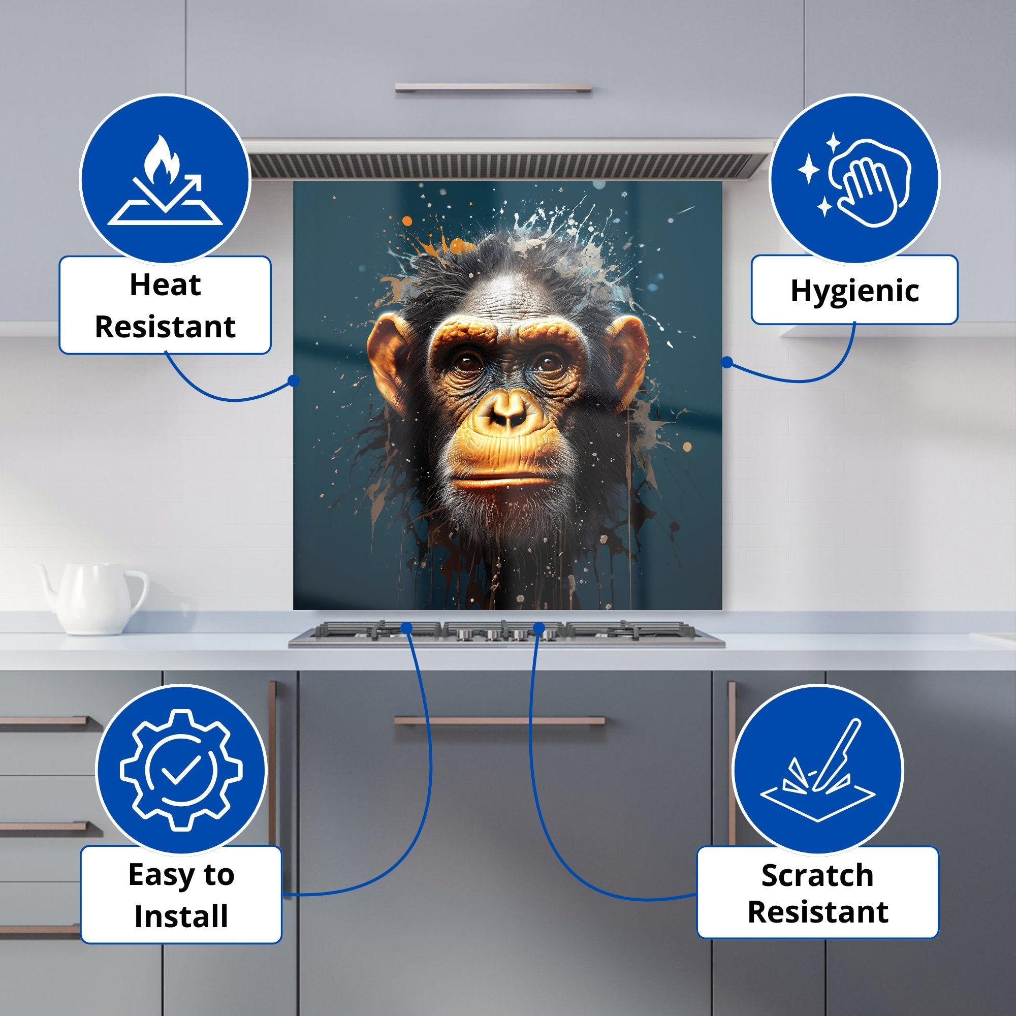 Splashart Realistic Monkey Face Kitchen Splashback