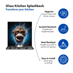 Splashart Cheeky Chimp Face With Glasses Kitchen Splashback