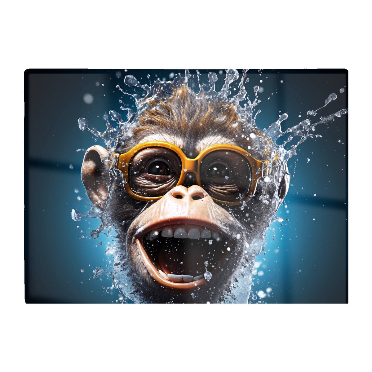 Splashart Cheeky Chimp Face With Glasses Glass Chopping Board