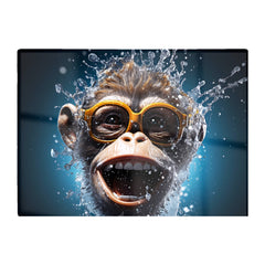 Splashart Cheeky Chimp Face With Glasses Glass Chopping Board