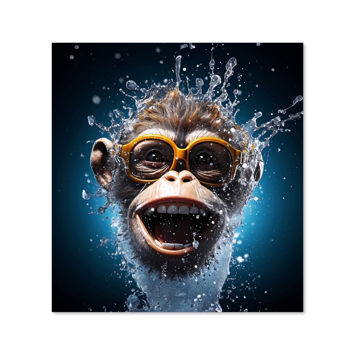 Splashart Cheeky Chimp Face With Glasses Kitchen Splashback