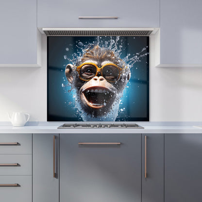 Splashart Cheeky Chimp Face With Glasses Kitchen Splashback