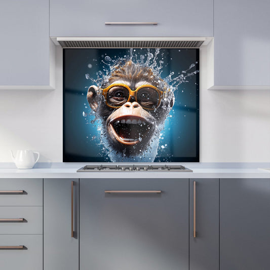 Splashart Cheeky Chimp Face With Glasses Kitchen Splashback