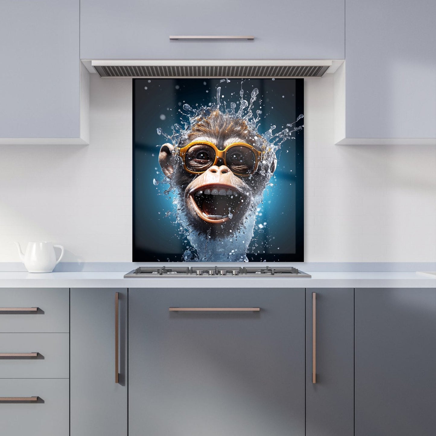 Splashart Cheeky Chimp Face With Glasses Kitchen Splashback