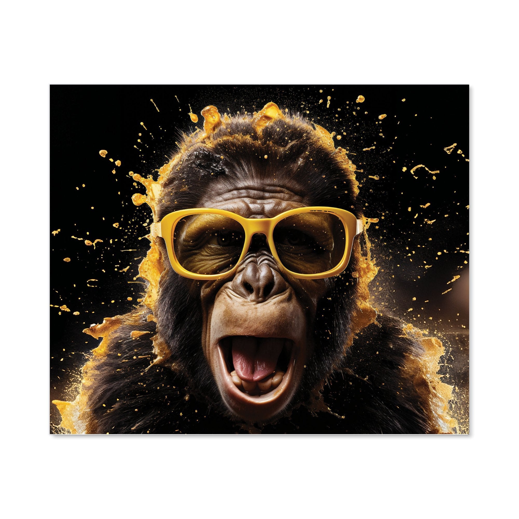 Splashart Monkey Face With Yellow Glasses Kitchen Splashback
