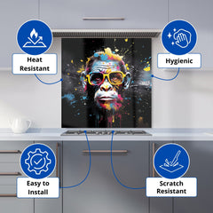 Coloured Splashart Monkey Face Kitchen Splashback