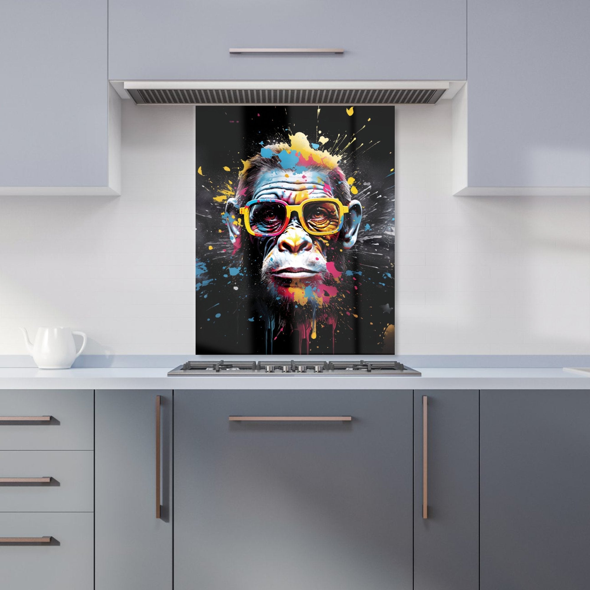 Coloured Splashart Monkey Face Kitchen Splashback