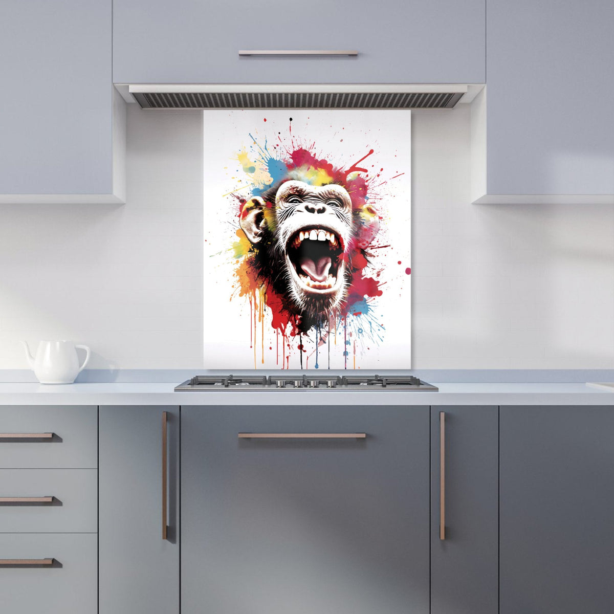 Coloured Splashart Crazy Monkey Face Kitchen Splashback
