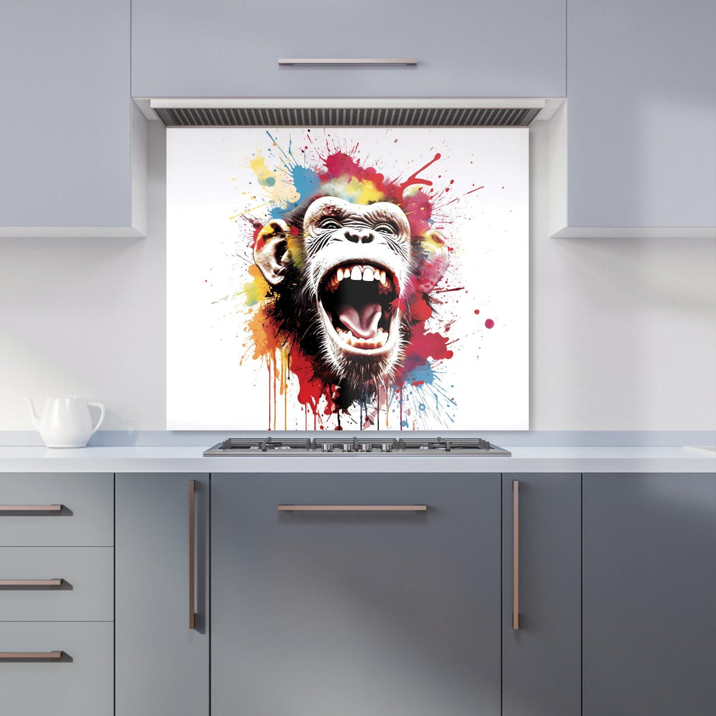 Coloured Splashart Crazy Monkey Face Kitchen Splashback