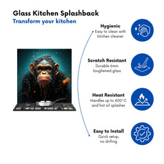 Monkey Face Splashart Blue Kitchen Splashback