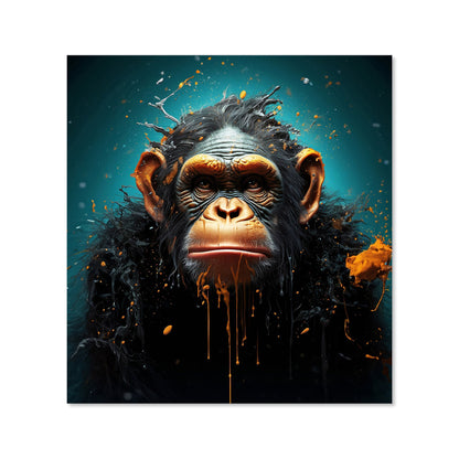 Monkey Face Splashart Blue Kitchen Splashback