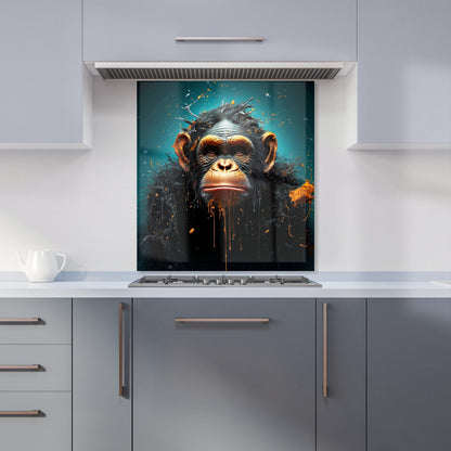 Monkey Face Splashart Blue Kitchen Splashback