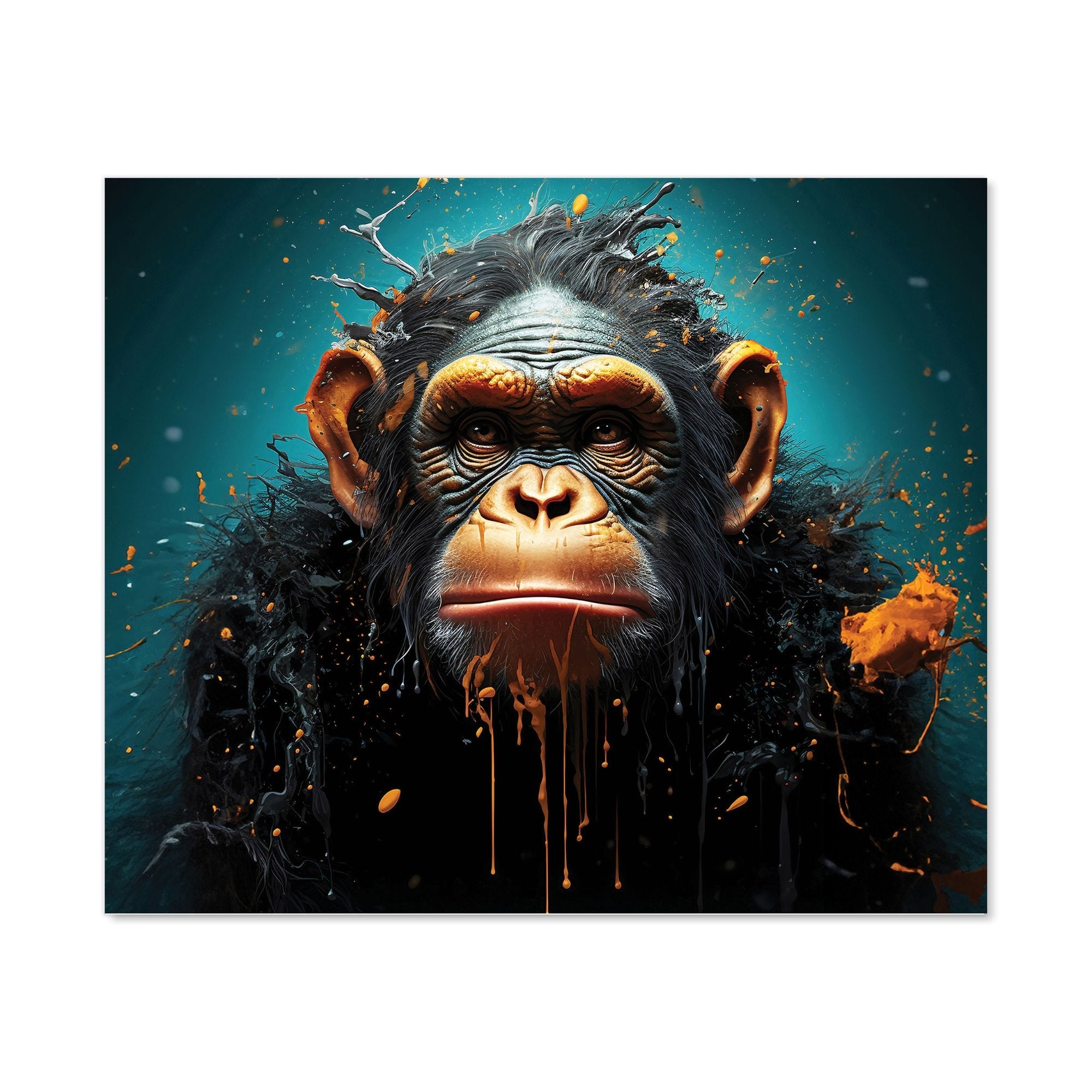 Monkey Face Splashart Blue Kitchen Splashback